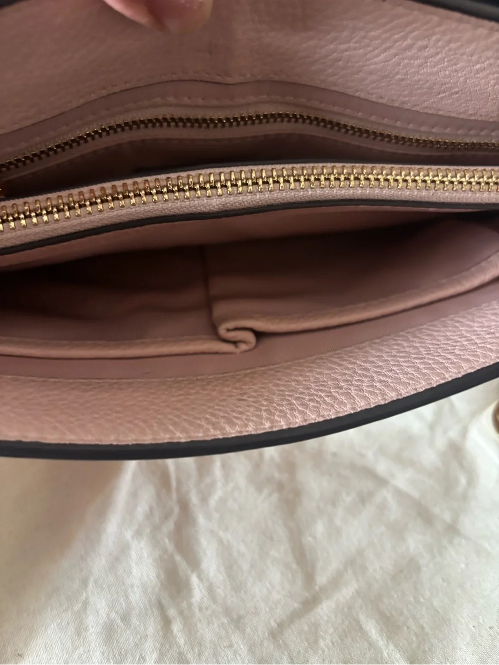 Tory Burch Two-Tone Cream & Blush Pebbled Leather Crossbody